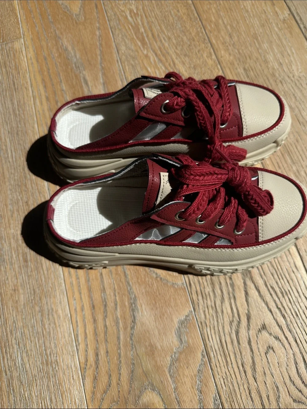 The Game Red and Cream Platform Slip-On Sneakers